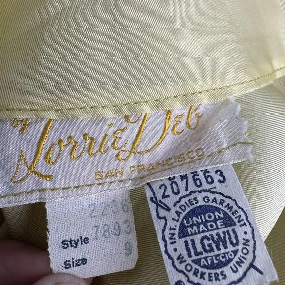 vintage lorrie deb green lace collar long sleeve bow waist modesty dress Size 9 - Picture 9 of 11